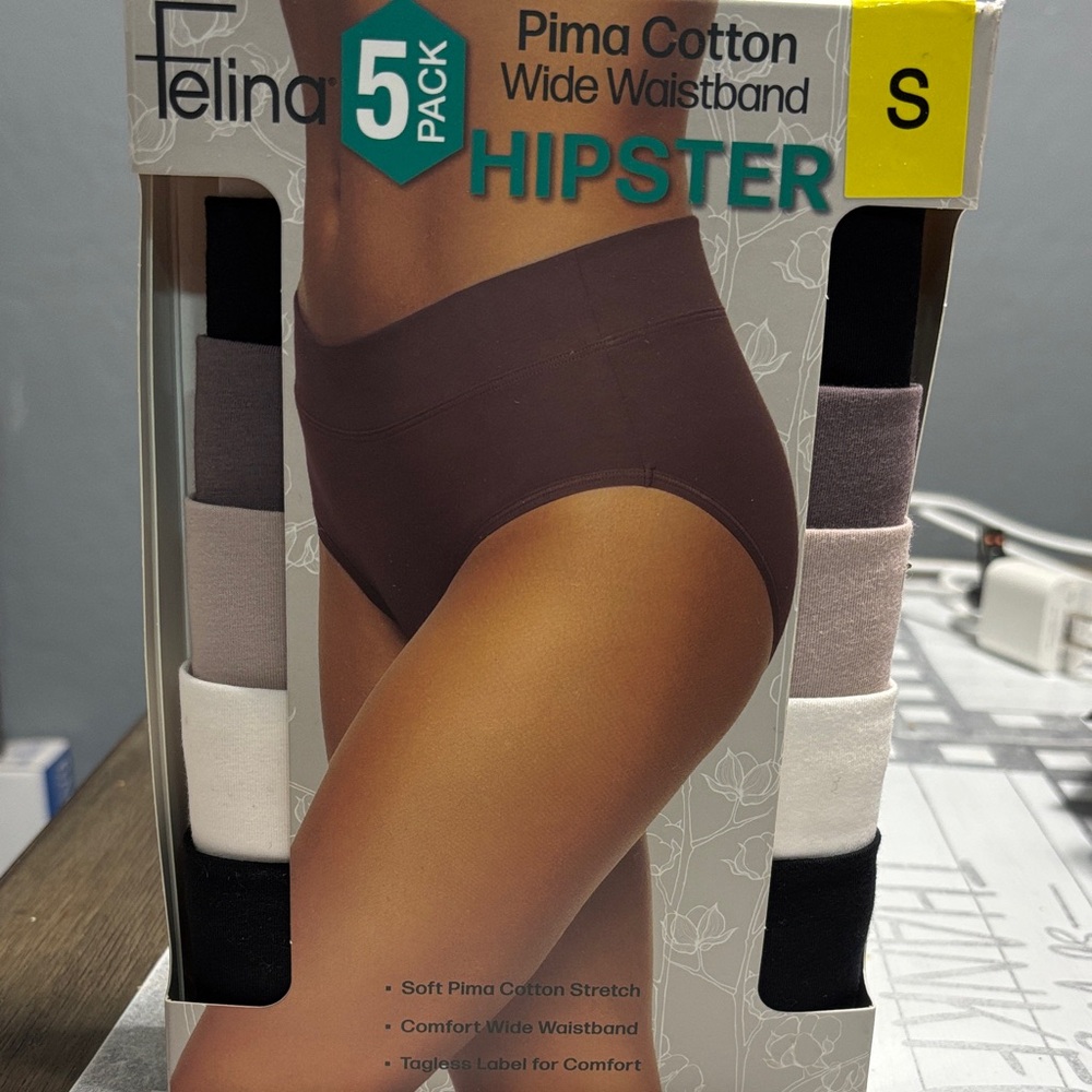 Felina Women's Hipster Underwear 5-Pack - Black, White, Brown, Gray